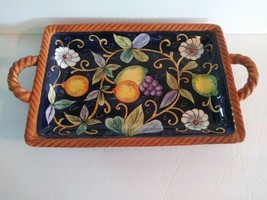Tabletops Unlimited Villa Bellagio Handled Serving Tray Hand Painted - £57.14 GBP