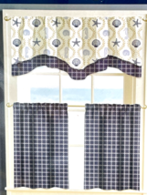 Sea Scroll Rope Lattice Valance 58" x 18" Double Layer Blue &amp; Sand Color... - $23.76