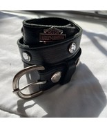 ✨Harley Davidson Women&#39;s Black Pebbled Leather Belt 28” Rhinestones 1 In... - $637.92 MXN