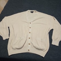 VTG Cotton Traders Cardigan Sweater Men XL Light Brown With Pockets - £21.92 GBP