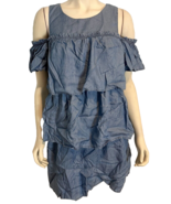 Crown &amp; Ivy Women&#39;s Cold Shoulder Tiered Skirt Chambray Dress Blue Small - $25.79 CAD