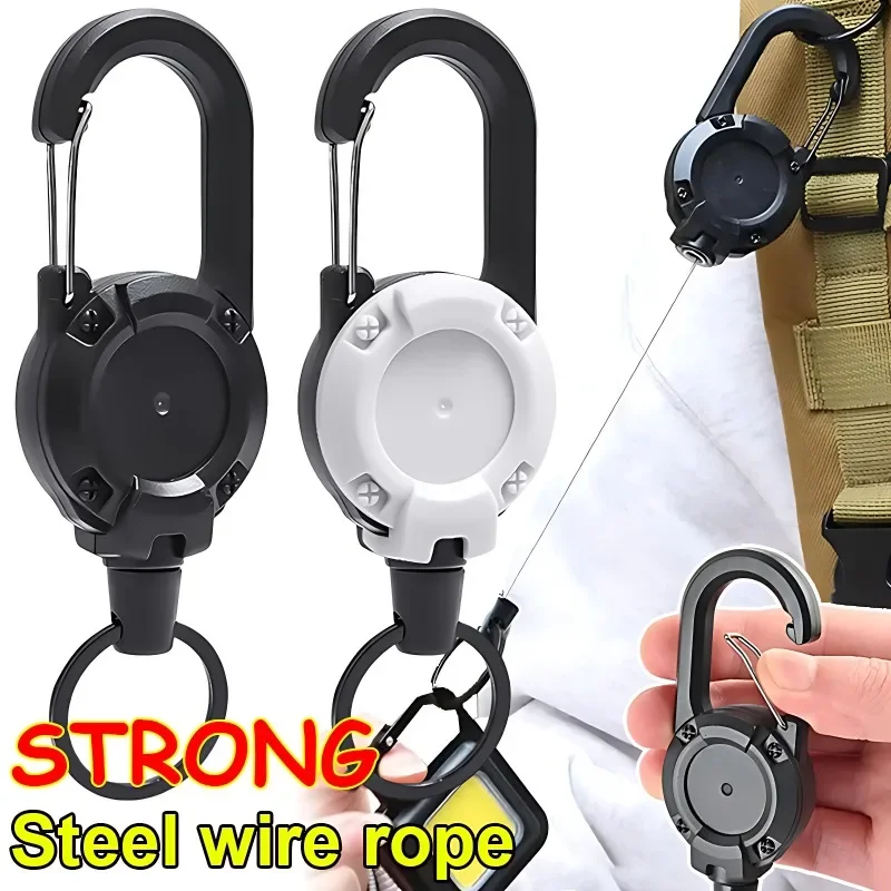 Anti-Theft Heavy Duty Retractable Pull Badges Id Reel Carabiner Keychain... - £9.17 GBP+