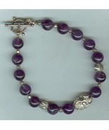 Amethyst and Laser Cut Sterling Beads with Toggle Clasp Bracelet - €27,79 EUR
