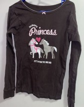 Carter’s Girls Shirt Size 8 Daddy’s Princess Brown Longsleeve Horses Che... - $5.70