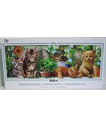 Ceaco 700 Piece Jigsaw Puzzle Panoramic 5 KITTENS ON SHELF Herb &amp; Flower... - £27.30 GBP