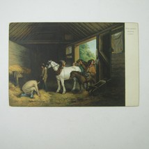 Postcard Art Painting Inside of a Stable by George Morland London Horses Antique - £11.93 GBP