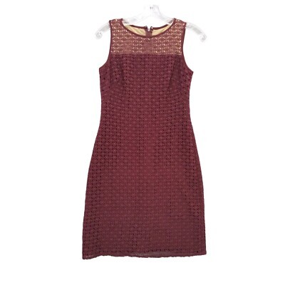 Lauren Ralph Lauren Crochet Lace Dress Sleeveless Sheath Burgundy Size 0 - £14.89 GBP