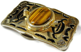 Tiger Eye Belt Buckle Southwestern Design Brands Gold Tone - £27.25 GBP