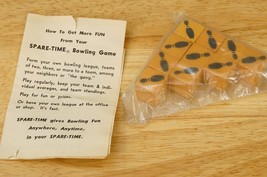 Vintage Wood Toy Spare Time Bowling Game Wood Cube Pins Set Parlor Bowli... - $19.79