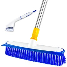 Floor Scrub Brush, 2 In 1 Deck Scrub Brush With Long Handle, Deck Cleaning Brush - £24.48 GBP