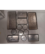 Vintage Ducks Aluminum Serving 4 Trays &amp; 6 Coasters Geese in Flight Mid-... - $329.40 MXN