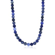 Stainless Steel 8mm Bead Necklace - Sodalite - £92.43 GBP