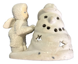 Angel with Snowman Tea Candle Holder - Snowbaby - No Box - £10.05 GBP