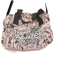 Justice &quot;Live Justice&quot; Duffle Bag Pink Black All Over  Dance Soccer Bag - £9.41 GBP