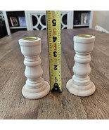 2 pc Lot New Raw Unfinished Wood Craft 4&quot; Taper Candle Holder Set - €4,64 EUR