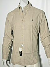 Ralph Lauren men&#39;s long sleeve size small khaki check design - $83.44