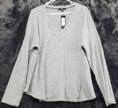 Lulus Sweater Womens Large Gray Knitted Rayon Long Casual Sleeve V Neck Pullover - £19.57 GBP