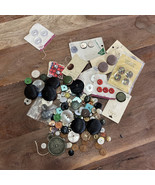 Vintage Antique Plastic Glass Resin Painted Metal Buttons Lot Of 150 - $31.73 CAD