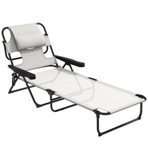 Outsunny Tanning Chaise Lounge Chair w/ Face &amp; Arm Holes - 4-Position Beach - $142.99