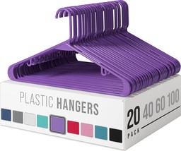 Clothes Hangers Plastic 20 Pack - Purple Plastic Hangers - - - £20.65 GBP