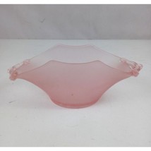 Vintage Lancaster Frosted Pink Glass Octagon Bon Bon Candy Dish Floral Handles - £19.04 GBP