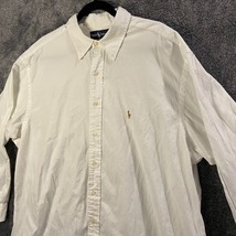 Ralph Lauren Dress Shirt Mens 18 - 34 Yarmouth White Two Button Cuff Rea... - $13.53