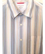 MENS Size Large SLIM Fit BANANA REPUBLIC Long Sleeve Striped Cotton Shirt - £11.67 GBP