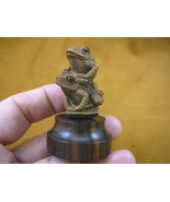 tb-frog-8) pair of Frog Toad Tagua NUT palm figurine Bali detailed carvi... - $897.81 MXN