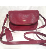 Fossil Preston Flap Maroon Leather Crossbody Bag Gold Hardware &amp; Dust Bag - £46.30 GBP