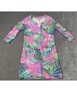 Lilly Pulitzer Joyce Dress Womens XS Palm Leaf  3/4 Sleeve Mini Blue Pin... - $34.64