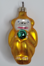 Vintage Poland Glass Monkey Chimpanzee 3.5&quot; Christmas Holiday Ornament - £9.58 GBP