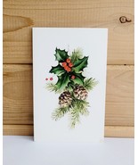 Christmas Holly Vintage Greeting Holiday Postcard c1960s 3.5 x 5.5 - $27.22 CAD