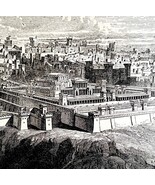 1880 Temple In Jerusalem David&#39;s Era Victorian Wood Engraving Religion D... - $56.39 CAD