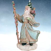 Elegant Seafoam Aqua Christmas Santa Claus Father Christmas Resin Figurine 13 in - £31.44 GBP