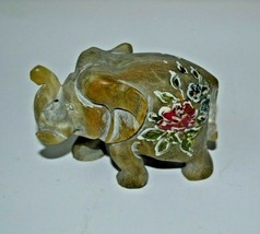 Vintage Hand Carved Hand Painted Marble Elephant Statue - £23.18 GBP