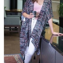 Amanda Blu Women&#39;s Printed Tasseled Ruana Wrap Kimono Size One Size - $36.63