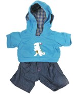 Teddy Mountain Dinosaur Hoodie w/ Jeans Teddy Bear Clothes Fit 16&quot; Build... - £15.73 GBP