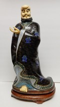 China Asian Figure Statue w Wood Base LG 16&quot; Oriental Japan VTG ESTATE S... - $449.00