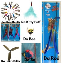 Go Cat Feather &amp; Rod Toy Interactive Catnip Toys Refills Assorted Colors - £6.40 GBP+