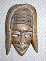Wooden Mask Ghana Africa Indonesian India Woman - Hair Style Fish Native... - $26.34