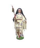 Danbury Mint Native American Porcelain Doll 2001 Beaded Fringe Staff 17”... - $46.52