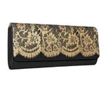 Avon Brand Clutch ~ Black/Gold ~ Satin Interior ~ Dressy Handbag ~ Purse - £17.99 GBP