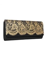 Avon Brand Clutch ~ Black/Gold ~ Satin Interior ~ Dressy Handbag ~ Purse - $22.44