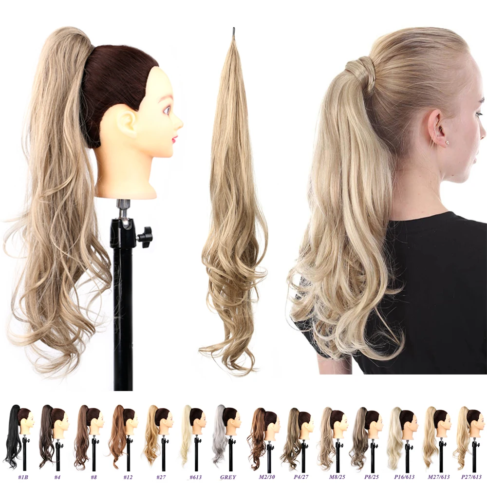 Ny tail extension smooth tip long layered synthetic bouncy curly hair pieces no tape no thumb200