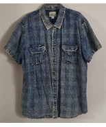 Roebuck &amp; Co Denim Shirt Mens XXL Acid Wash Short Sleeve Button Front Po... - €19,57 EUR