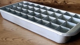 Vintage Aluminum Ice Cube Tray 36 Cubes 1 1/4&quot; MCM Two Piece Retro Kitchen - £9.13 GBP