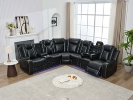 M071 Power Reclining Sectional Sofa w/Speakers &amp; LED - Black - £1,615.61 GBP