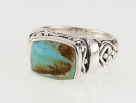 Sterling Silver Turquoise Cabochon Ring Size 8 - £77.85 GBP