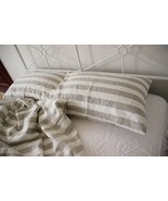 100% Linen Stripe Pillow,Flax Pillowcase,Luxury Linen,Single Pillow Cover - £35.30 GBP