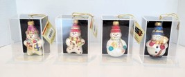 Vtg Designers Studio Christmas Snowman Hand Crafted Glass Ornaments Lot Of 4 - £22.39 GBP
